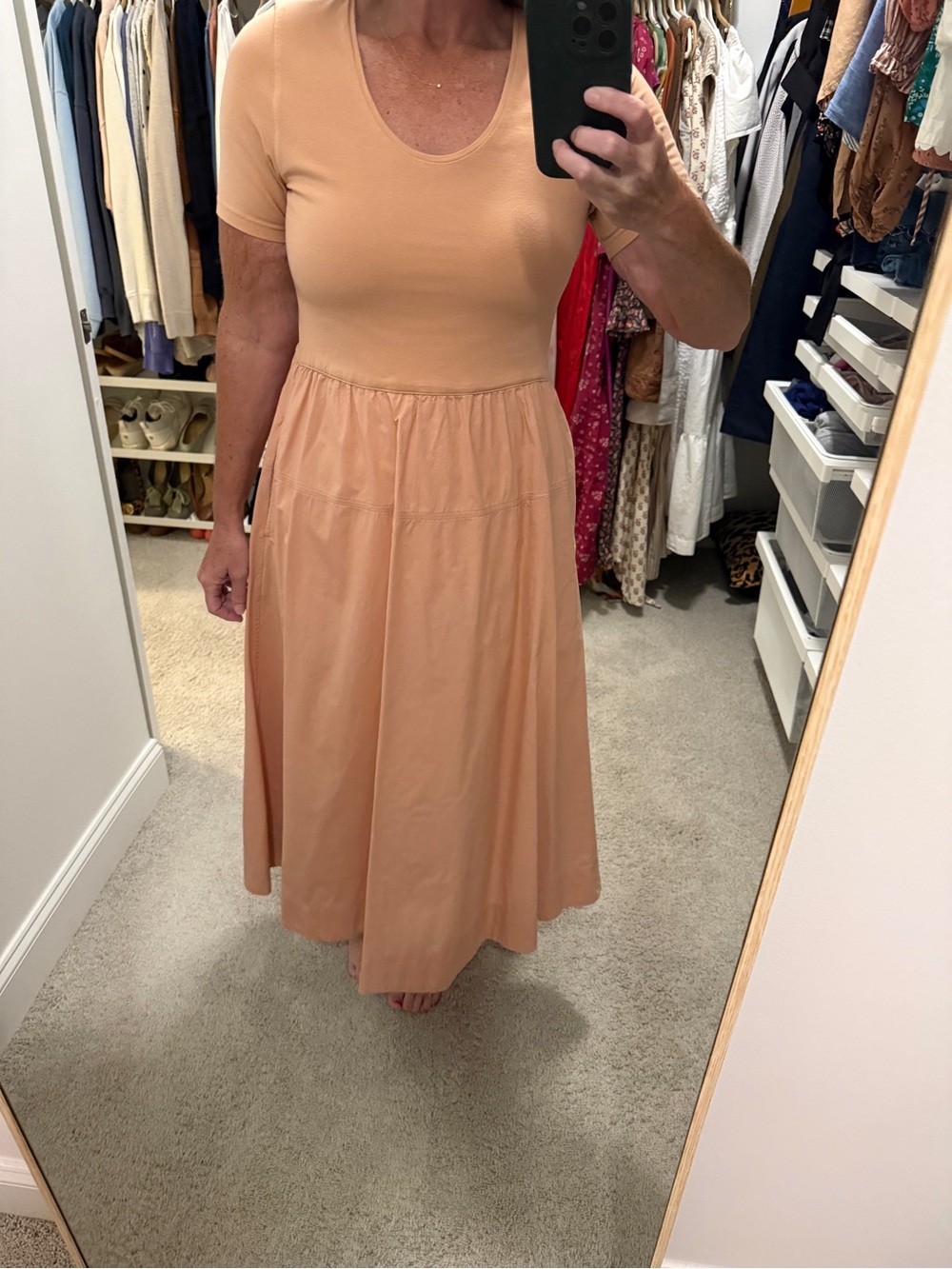 Everlane Blush Midi Skirt Dress - Soft Pockets Short Sleeve Large